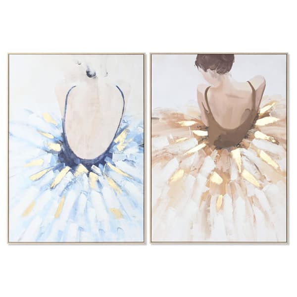 Maleri DKD Home Decor 100 x 4 x 140 cm Ballet ballerina Romantisk (2 enheder)