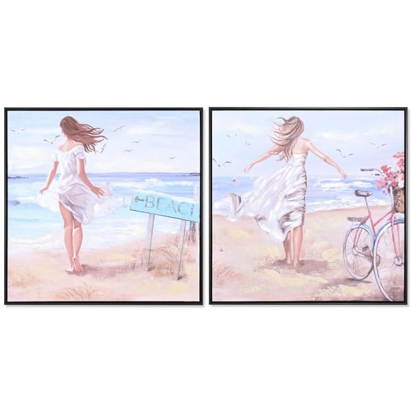 Maleri DKD Home Decor 83 x 3,5 x 83 cm Middelhavet (2 enheder)