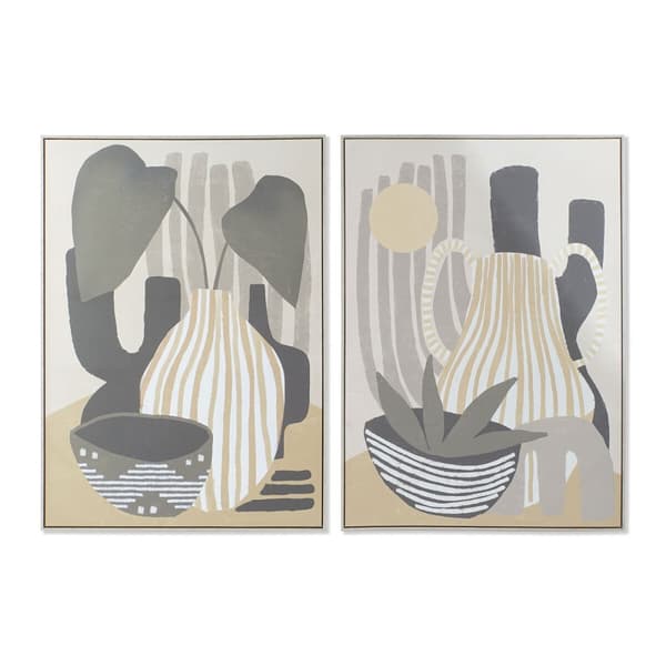 Maleri DKD Home Decor 104 x 4,5 x 143,5 cm Vase Skandinavisk (2 enheder)
