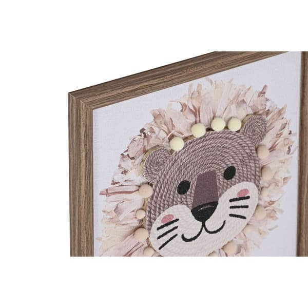 Lærred Home ESPRIT Hvid Natur Børns dyr 30 x 2,6 x 30 cm (3 enheder)