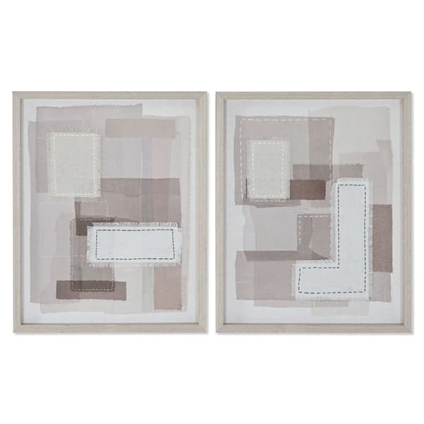 Kangas Home ESPRIT Beige Harmaa Abstrakti Moderni 40 x 2,5 x 50 cm (2 osaa)