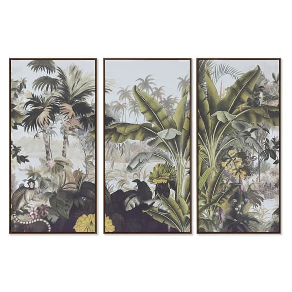 Sett 3 bilder Home ESPRIT Tropisk 180 x 4 x 120 cm (3 Deler)