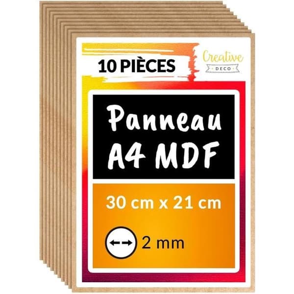 MDF-panel - Creative Deco - A4 - 10 stycken - 300 x 210 x 2 mm - Premium certifierad