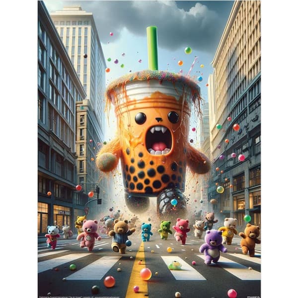 Ada Ingram Kaiju Bubble Tea Print Multicoloured 40cm x 30cm x 0.2cm