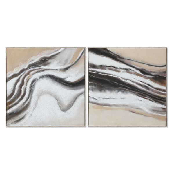 Maalaus Home ESPRIT Valkoinen Beige Abstrakti Moderni 102 x 3,2 x 102 cm (2 osaa)
