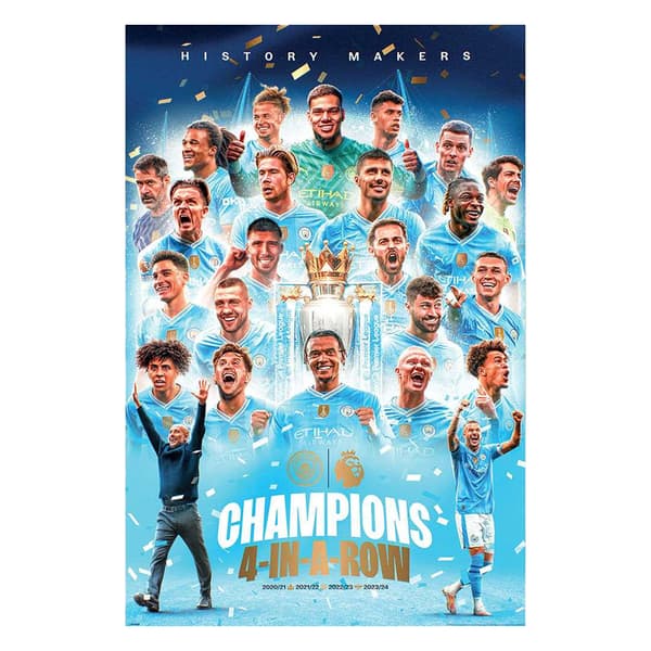 Manchester City FC Premier League Champions Poster Blue/White 91cm x 61cm
