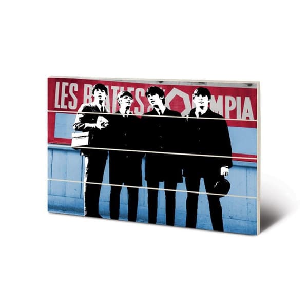 The Beatles In Paris Plaque Blue/Black/Red 40cm x 59cm