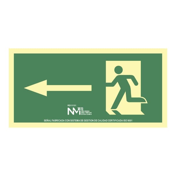 Kyltti Normaluz Evacuación flecha izquierda PVC 32 x 16 cm