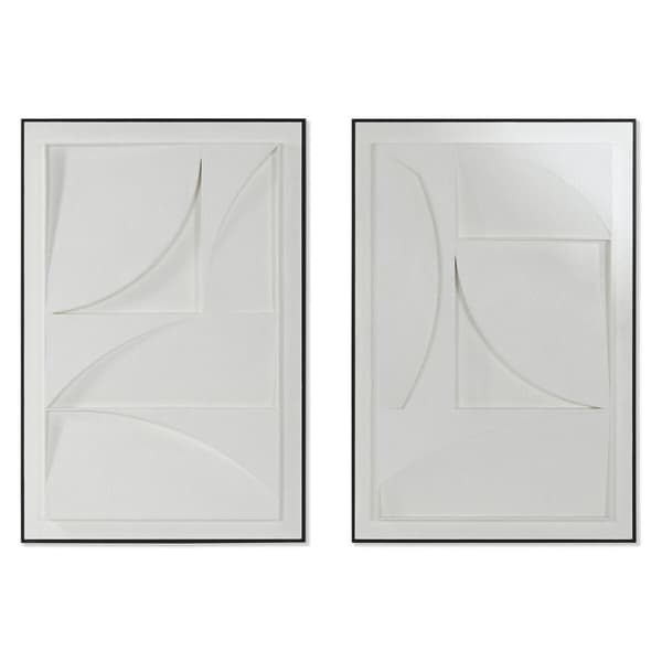 Maleri Home ESPRIT Hvit Svart Abstrakt Urban 60 x 6,5 x 90 cm (2 enheter)