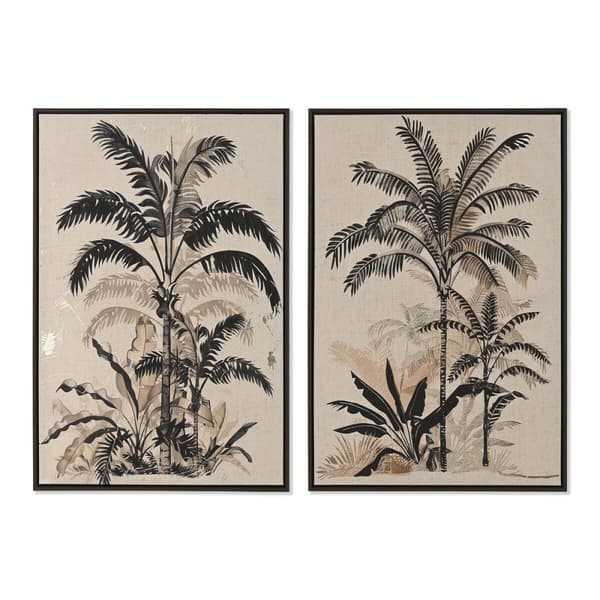 Maalaus Home ESPRIT Vihreä Beige Palmut Kullattu Trooppinen 63 x 4,5 x 93 cm (2 osaa)