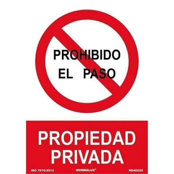 Skylt Archivo 2000 "PROHIBIDO EL PASO PROPIEDAD PRIVADA" polypropen 32 x 30 cm
