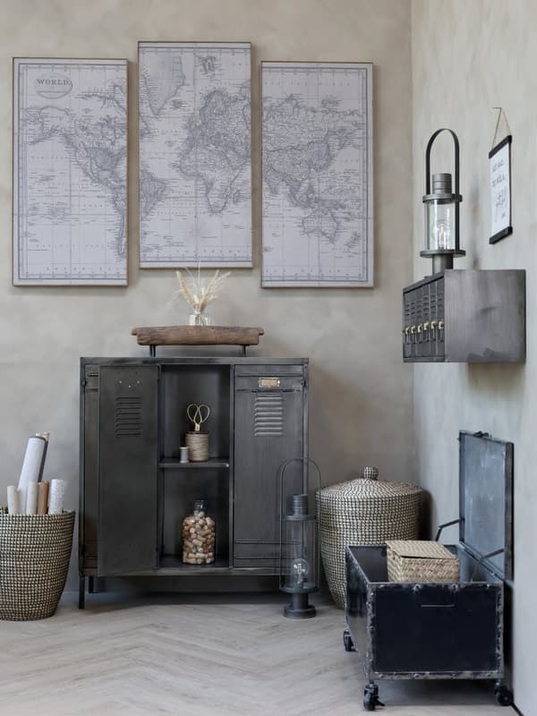 Tavla 3 delar Världskarta Old Chic Antique