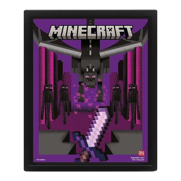 Minecraft Ender Dragon Duel Lenticular 3D Print Purple/Pink/Black One Size