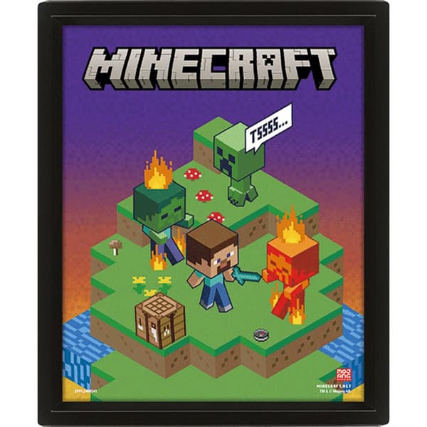 Minecraft Terrain 3D Framed Picture