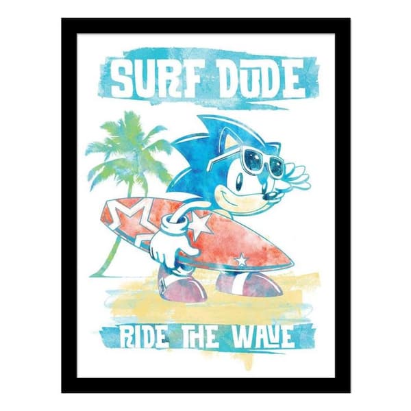 Sonic The Hedgehog Ride The Wave Framed Print White/Blue 40cm x 30cm