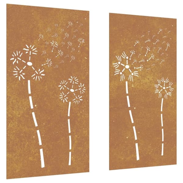 Väggdekorationer 2 delar 105x55cm rosttrögt stål blomdesign