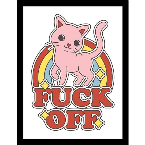 Threadless Fuck Off Framed Poster Pink/Red/Yellow 45cm x 35cm x 1.7cm