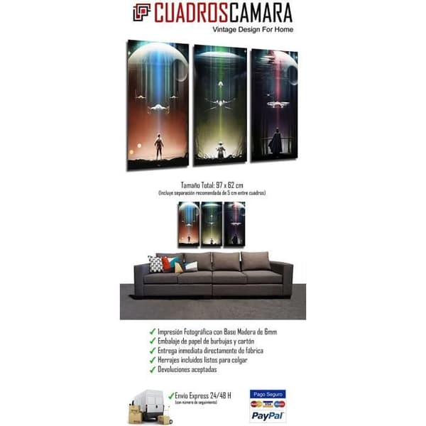 Cuadros Cámara Ref. Star Wars Darth Vader Tryck på trä - XXL-format - 97 x 62 cm - 26249