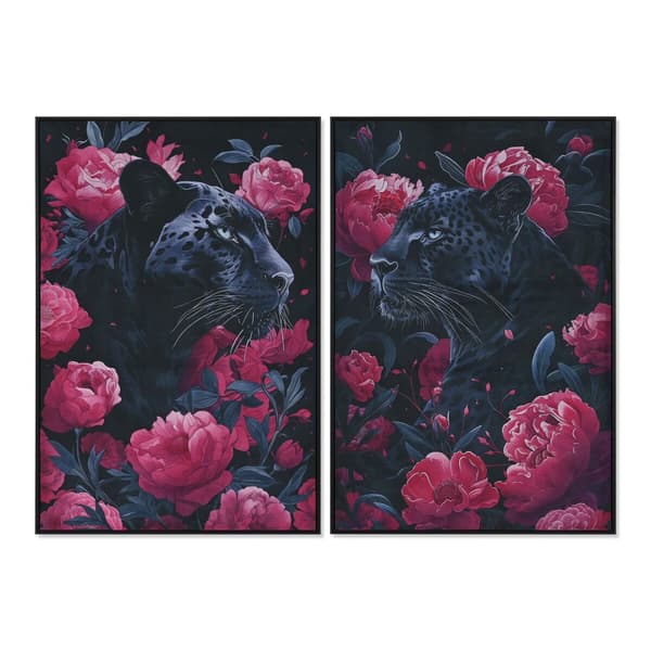 Tavla Home ESPRIT Svart Rosa 83 x 4 x 123 cm (2 antal)