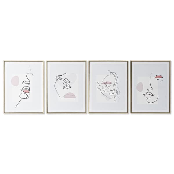 Maleri DKD Home Decor Ansigt Skandinavisk 45 x 2,5 x 60 cm (4 enheder)