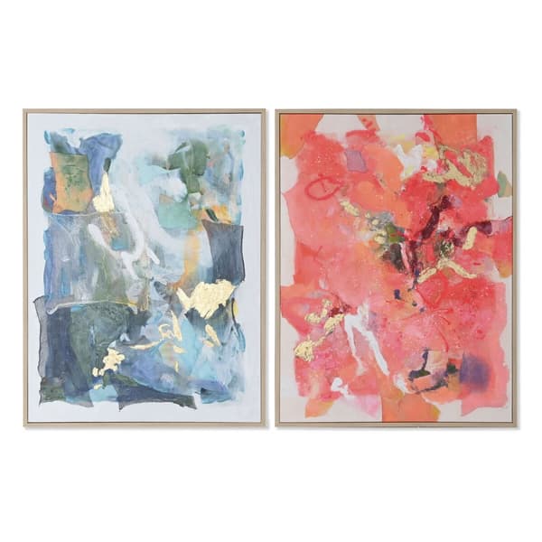 Kangas Home ESPRIT Sininen Pinkki polystyreeni Kangas Abstrakti Moderni 94 x 4 x 123,5 cm (2 osaa)
