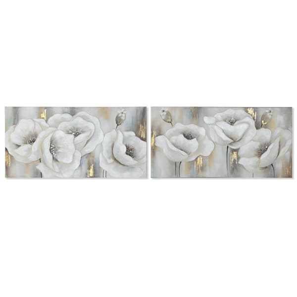 Maleri Home ESPRIT Hvid Grå Lærred Træ MDF Traditionel 120 x 3 x 60 cm (2 enheder)