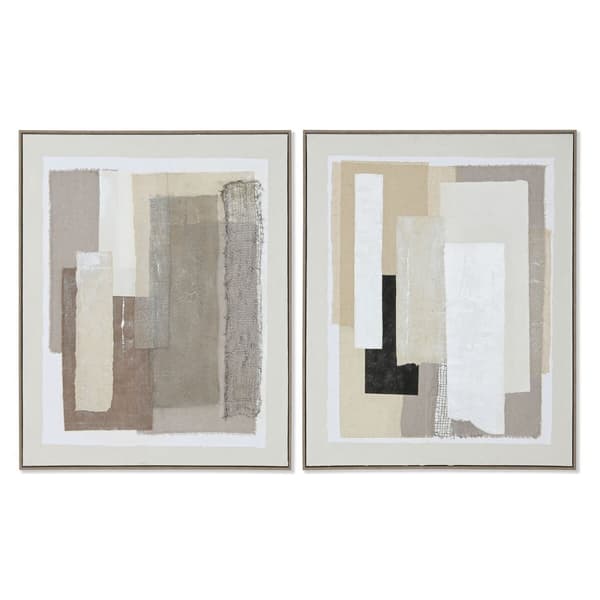 Maalaus Home ESPRIT Ruskea Beige Abstrakti Kaupunki 82 x 3,8 x 102 cm (2 osaa)