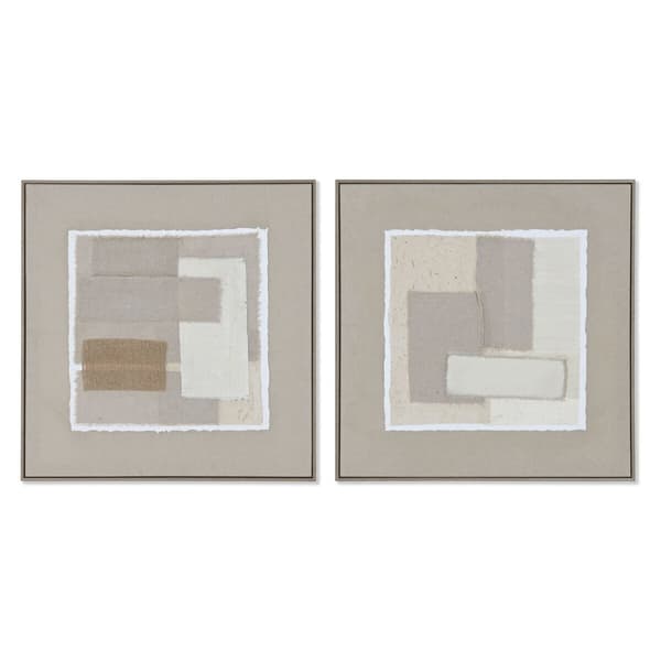Maalaus Home ESPRIT Ruskea Beige Abstrakti Kaupunki 62 x 3,2 x 62 cm (2 osaa)
