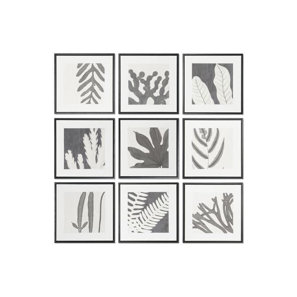 Maalaus DKD Home Decor 40 x 4 x 40 cm Kasvien lehtiä Kaupunki (9 osaa)
