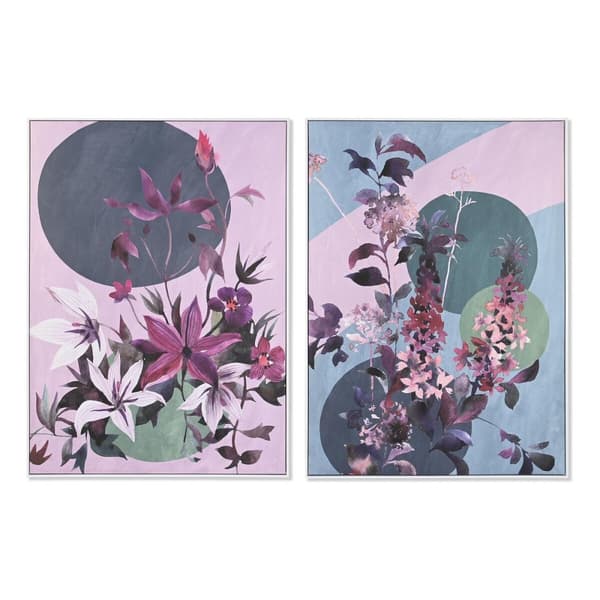 Tavla DKD Home Decor 102,5 x 4,3 x 142,6 cm Virágok Modern (2 antal)