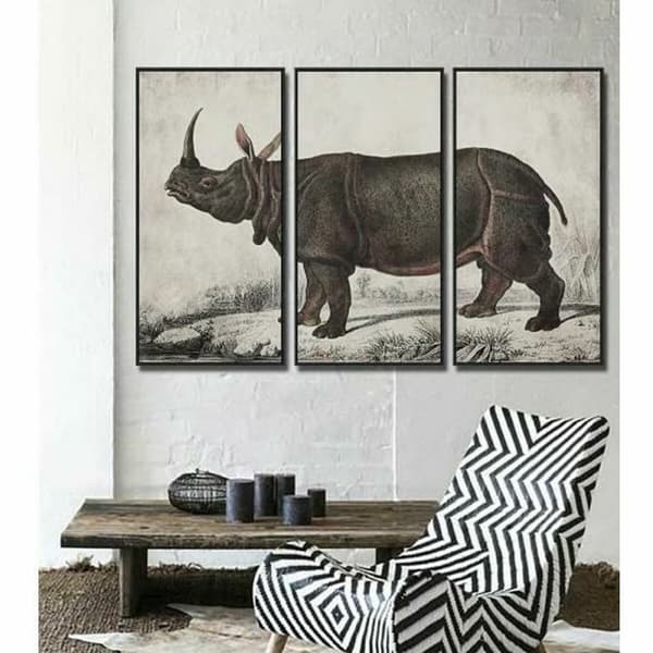 Tavla DKD Home Decor Kolonial Noshörning (180 x 4 x 120 cm)
