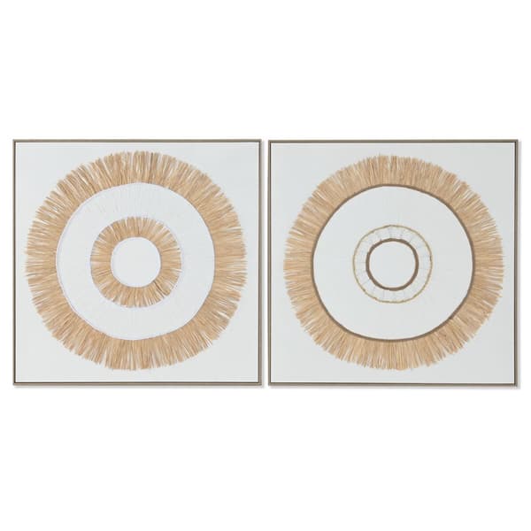 Kanvas Home ESPRIT Vit Naturell Boho 92 x 4,5 x 92 cm (2 antal)