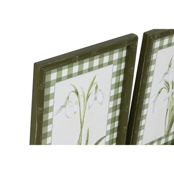 Tavla Home ESPRIT Grön Beige Shabby Chic Botaniska växter 30 x 2,5 x 40 cm (4 antal)