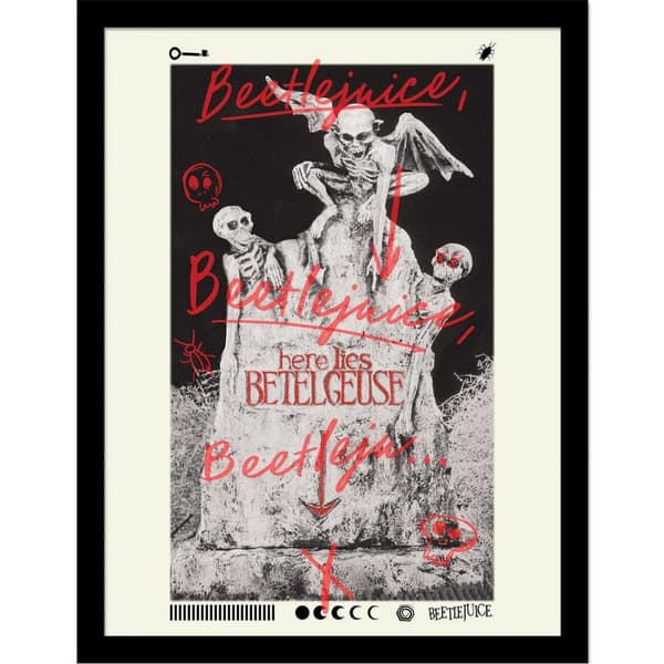 Beetlejuice Here Lies Betelgeuse Framed Poster White/Black 40cm x 30cm