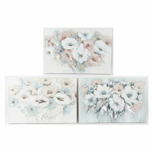 Maleri DKD Home Decor 120 x 3,5 x 80 cm Cvetlice Shabby Chic (3 Dele)