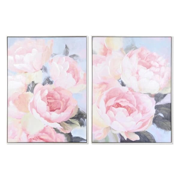 Maleri DKD Home Decor 60 x 3,5 x 80 cm 60 x 3 x 80 cm Cvetlice Romantisk (2 enheder)