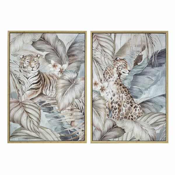 Maleri DKD Home Decor Tropisk Jungle (2 enheder)