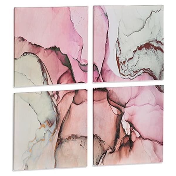 Sæt med 4 malerier Lærred Pink Marmor 35 x 7 x 35 cm (6 enheder)
