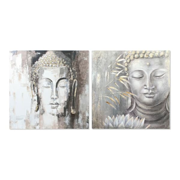 Maalaus DKD Home Decor CU-179192 100 x 3,8 x 100 cm Buddha Itämainen (2 osaa)