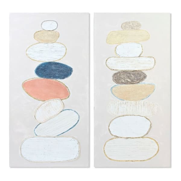 Maalaus DKD Home Decor Stones 60 x 3,8 x 120 cm Skandinaavinen (2 osaa)
