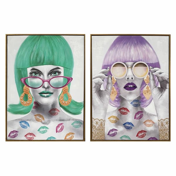Maalaus DKD Home Decor 60 x 3,5 x 80 cm Fashion Girls (2 osaa)