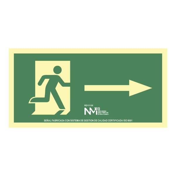 Kyltti Normaluz Evacuación flecha derecha PVC 32 x 16 cm