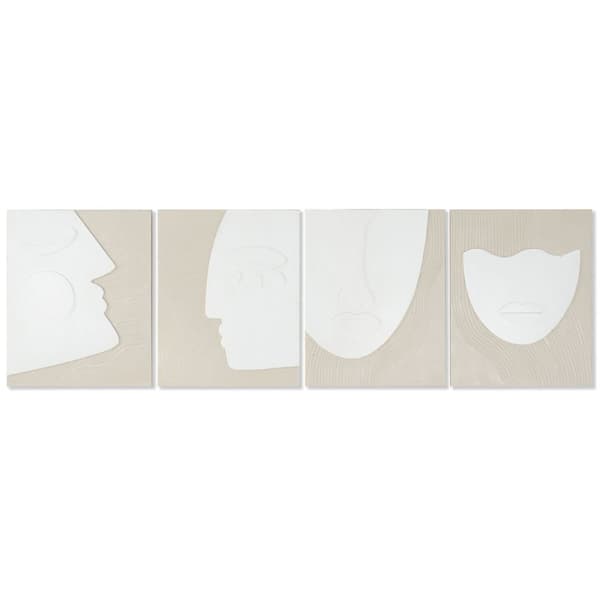Maleri Home ESPRIT Hvid Beige Abstrakt Skandinavisk 40 x 3 x 50 cm (4 enheder)