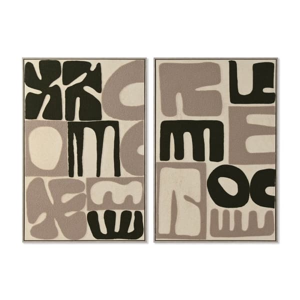 Maleri Home ESPRIT Grøn Beige Abstrakt Moderne (2 enheder)