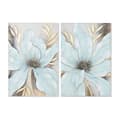 Miniatyrbillede 1 af 4: Maleri Home ESPRIT Blå Gylden Lærred Træ MDF Blomst Shabby Chic 60 x 3 x 90 cm (2 enheder)