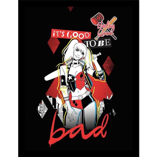 Batman Harley Quinn Bad Framed Poster Black/Red 40cm x 30cm