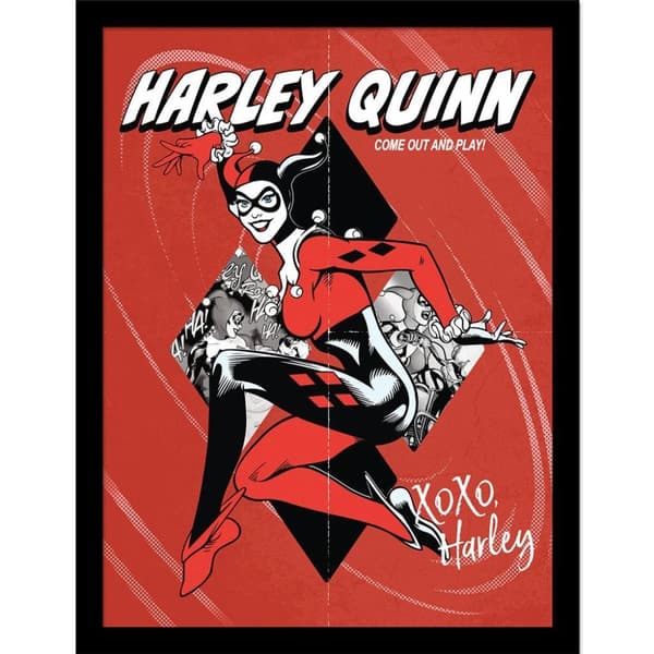 Batman Harley Quinn Play Framed Poster Red/White/Black 40cm x 30cm