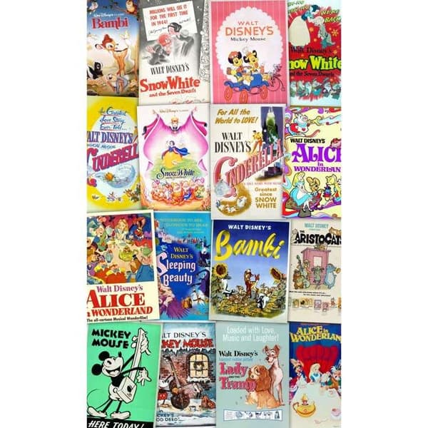 Jätte non-woven poster - Disney - Retrofilm - H 200 x L 120 cm - Flerfärgad - Väggdekoration