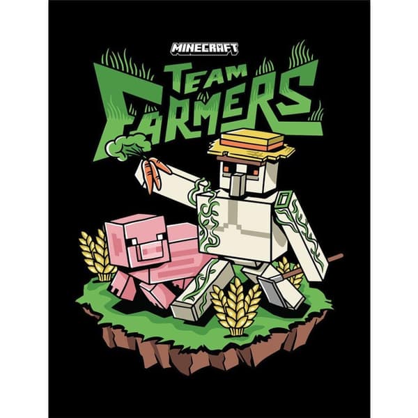 Minecraft Team Farmers Printed Framed Poster Grey/Pink/Green One Size