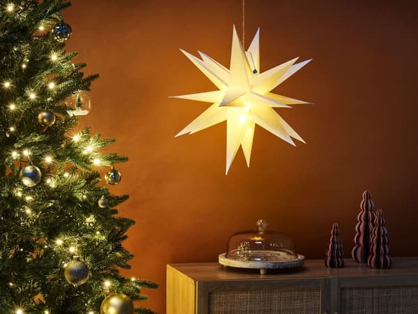 Papirstjerne Off-White LED-dekorasjon Sesongbasert Hjemmedekorasjon med Lys Håndlaget